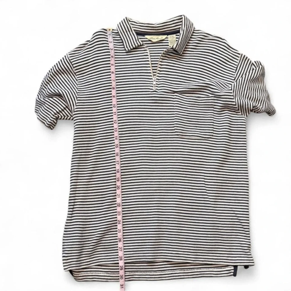 Vintage 90s Eddie Bauer Navy & White Striped Quarter Zip Polo, Men's Size L